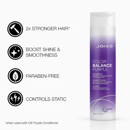 Joico - Color Balance PURPLE Shampoo - sárga színsemlegesítő kondícionáló szőke és ősz hajra - 300 ml