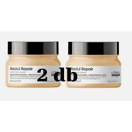 2 DB L'ORÉAL SERIE EXPERT Gold Quinoa + Protein ABSOLUT REPAIR maszk 2x250 ml