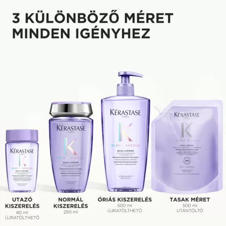 Kérastase BLOND ABSOLU Bain Lumiére Refill - hidratáló hamvasító hajfürdő sampon utántöltő - 500 ml