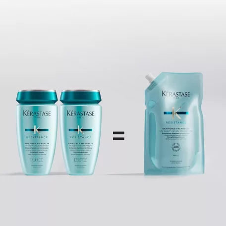 KÉRASTASE RESISTANCE Bain Force Architecte utántöltő  - hajfürdő sampon enyhén és közepesen sérült hajra - 500 ml