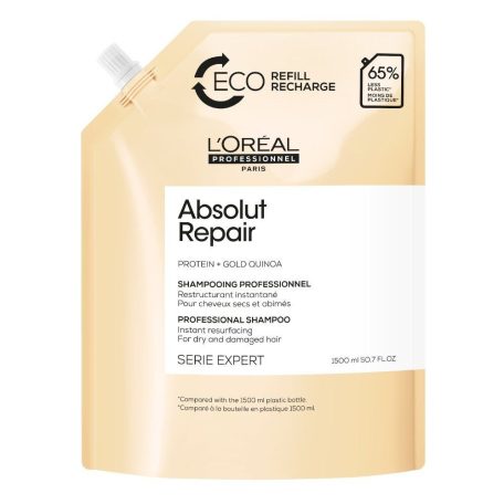 L'ORÉAL SERIE EXPERT Protein + Gold Quinoa ABSOLUT REPAIR ECO sampon utántöltő 1500 ml