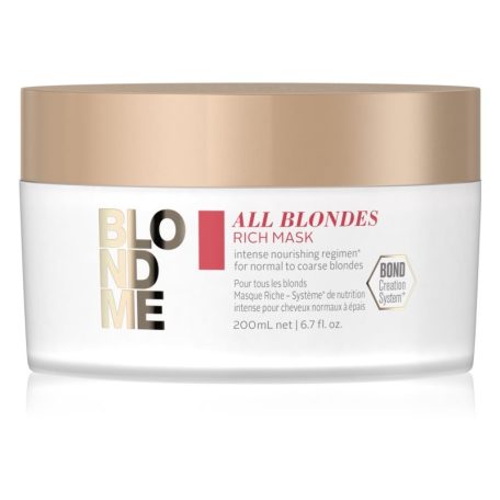 Schwarzkopf BLONDME All Blondes Rich Mask hajpakolás normál- vastagszálú szőke hajra  200 ml