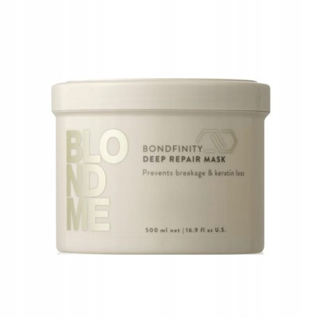 Schwarzkopf BLONDME Bondfinity Deep Repair Mask - mélytápláló hajbalzsam hajtöredezés ellen 500 ml