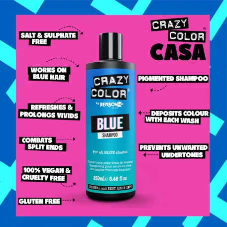 CRAZY COLOR Shampoo BLUE sampon kék hajra 250 ml