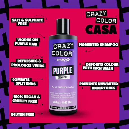 CRAZY COLOR Shampoo PURPLE  sampon lila hajra 250 ml