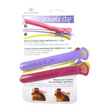 OLIVIA GARDEN Double Clip Petite hajcsipesz színes 2 db