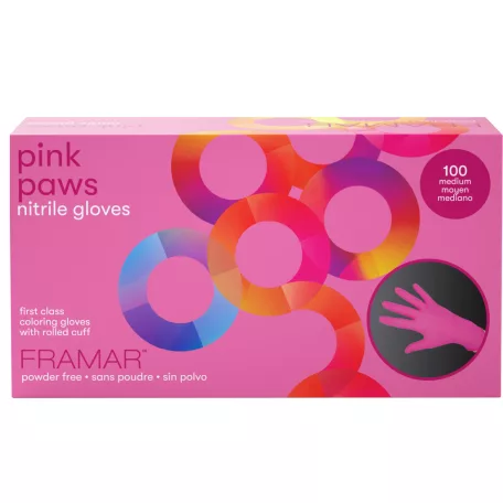 FRAMAR - Pink Paws Nitrile Gloves - GLV-PP-MED - gumikesztyű "M"