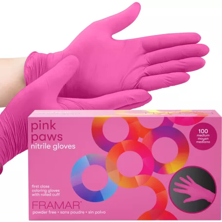 FRAMAR - Pink Paws Nitrile Gloves - GLV-PP-MED - gumikesztyű "M"