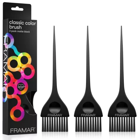 FRAMAR - Classic Color Brush Matte Black - HB-CBS-BLK - hajfestő ecset szett - 3 db