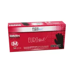   EUROSTIL Black Gloves Powder Free latex fekete gumikesztyű "L" 20 db